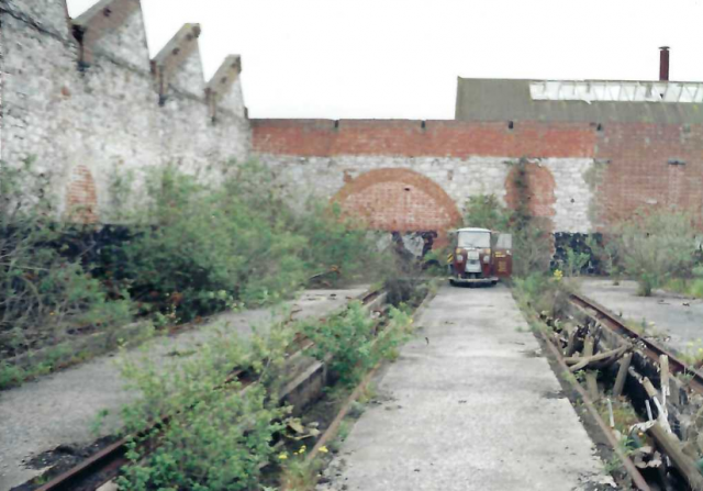 Piaggio in locomotive running shed