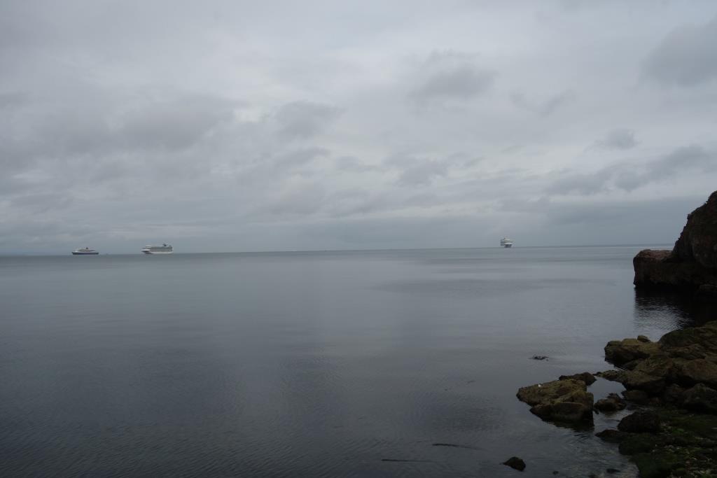 Cruise ships anchored in Babbacombe Bay.