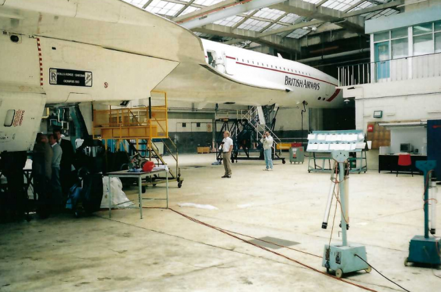 Concorde in hangar at Heathrow