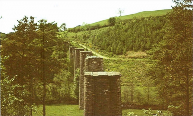 The original five piers after destruction of the steel spans. Devon & Somerset Railway