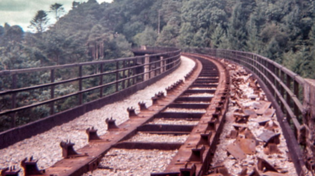The railway viaduct after removal of the running and guard rails. Devon & Somerset Railway
