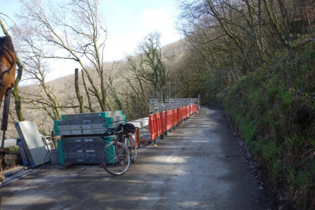 The scout stopped to inspect the works on a ride to Moretonhampstead in early April. B3212 stabilization