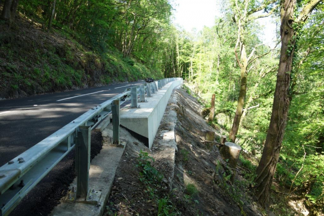 Much resurfacing and tree felling had been done before the road reopened. B3212 stabilization