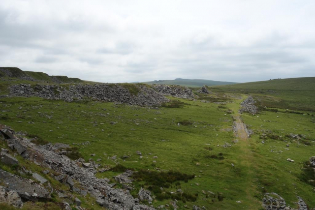 The standard gauge siding seen from the mountain of spoil. Foggintor