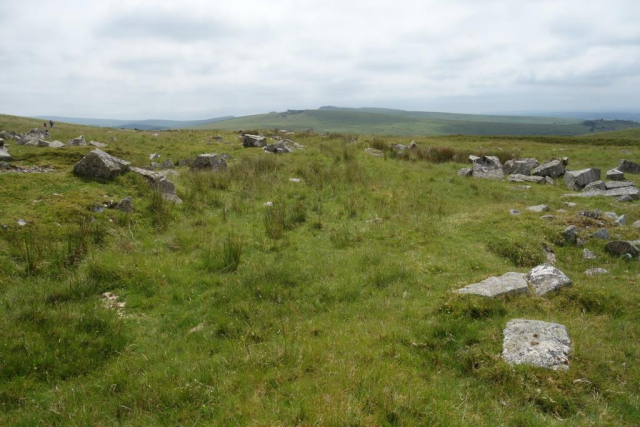 Beside the cart track from the halt, the course of the earlier tramway can be made out. A sleeper block lies at bottom right. Foggintor