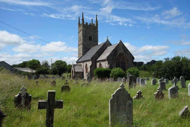 For once, a graveyard that allows a clear view of the church. Eggesford to Okehampton